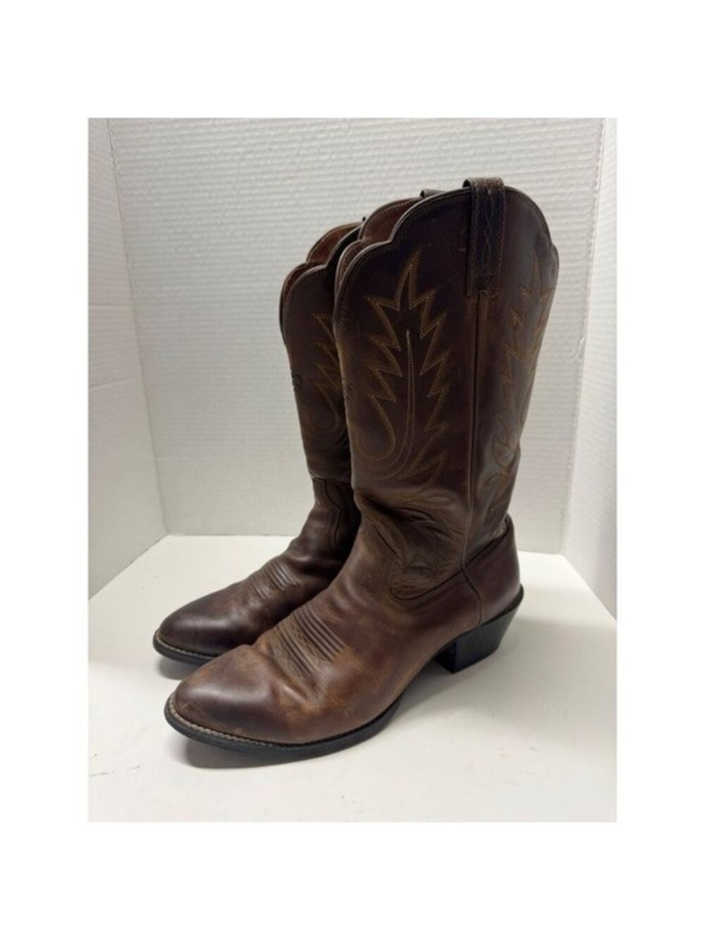 Ariat Heritage Western Brown Leather R-Toe Cowgirl Boots Womens Size 9B